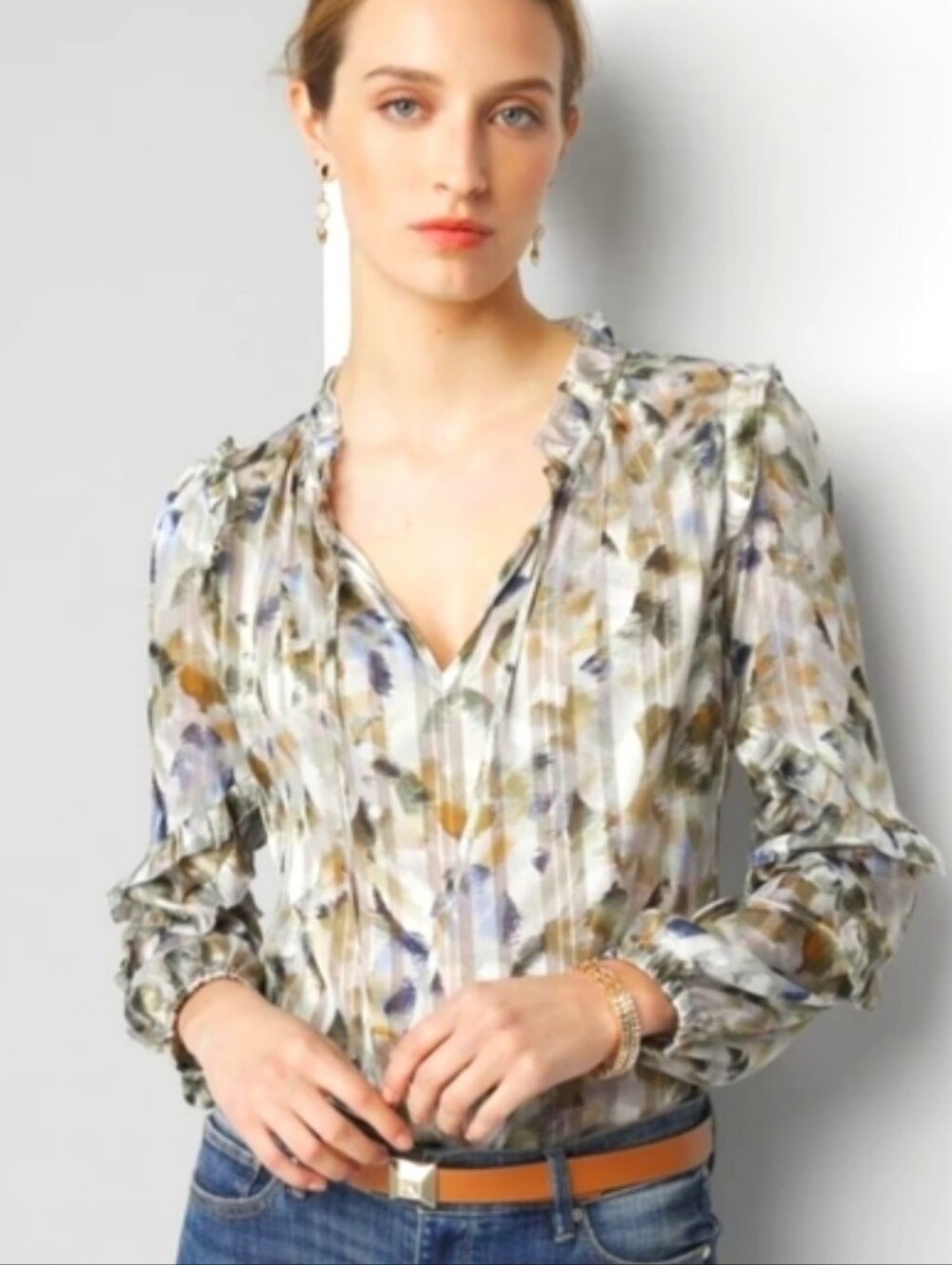 WHBM Small Blouse Ruffle Multicolor